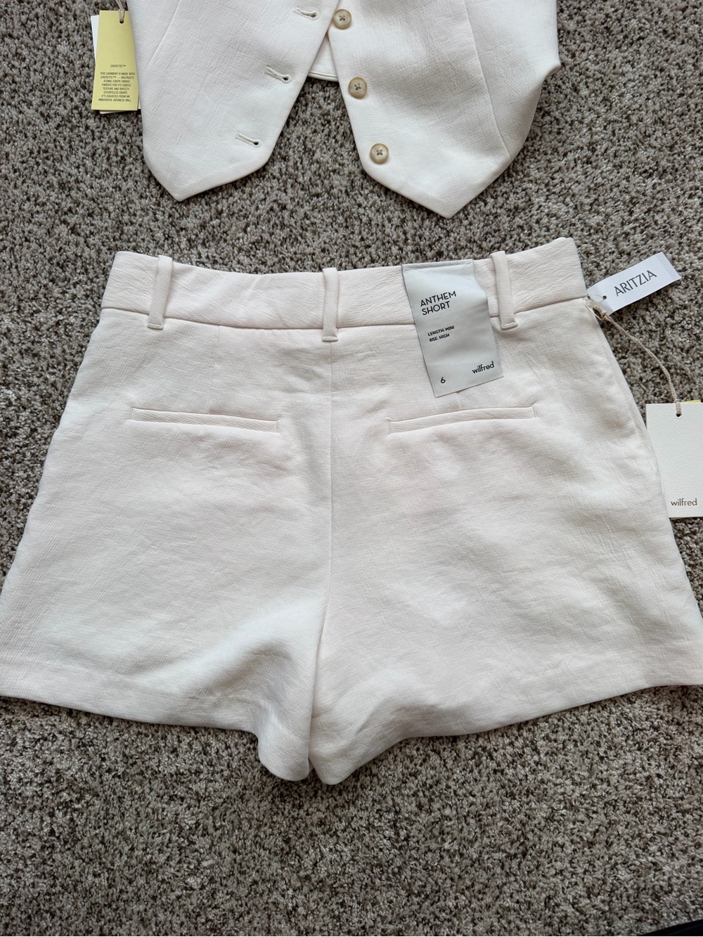 Aritzia Cream Halter Vest & High-Rise Tailored Shorts Set - Picture 4 of 4